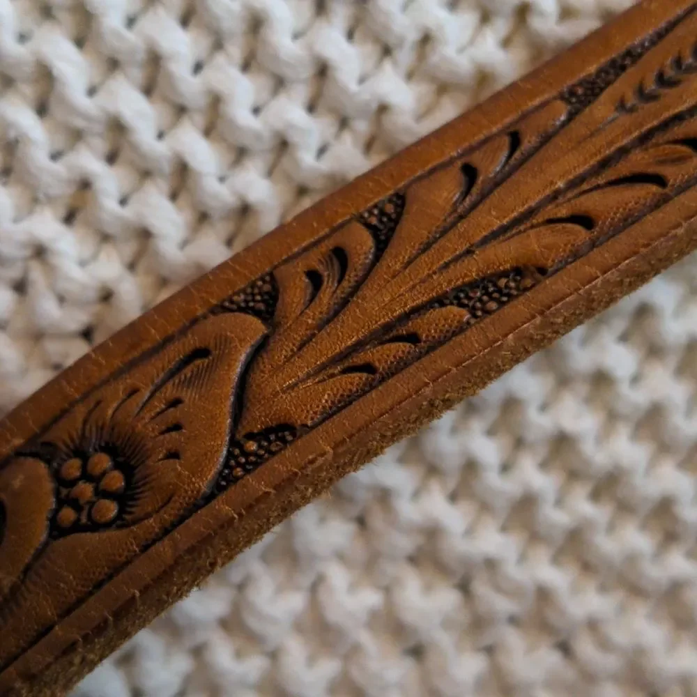 Vintage leather belt with Chambers buckle‎